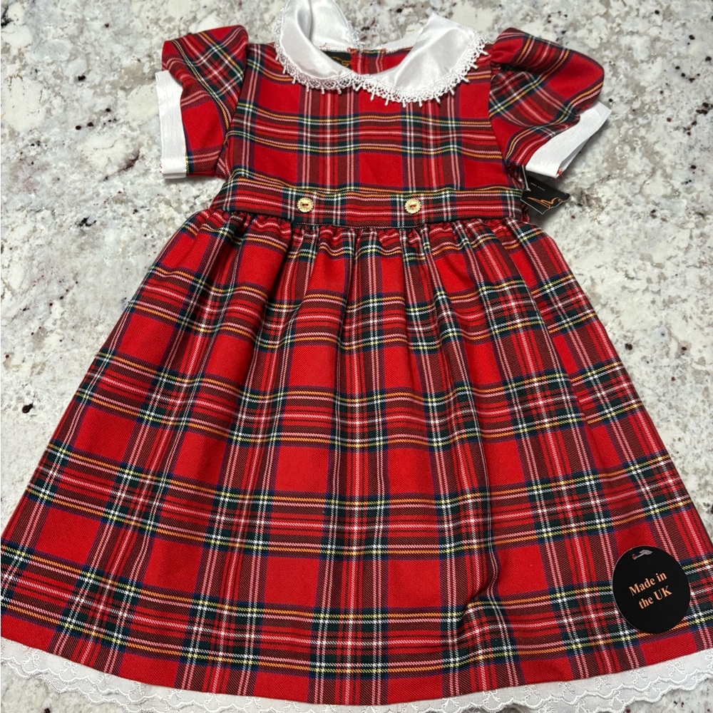 Classic Red Plaid Dress with White Collar